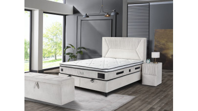 Boxspring Lina met TEDDY-stof opbergfunctie